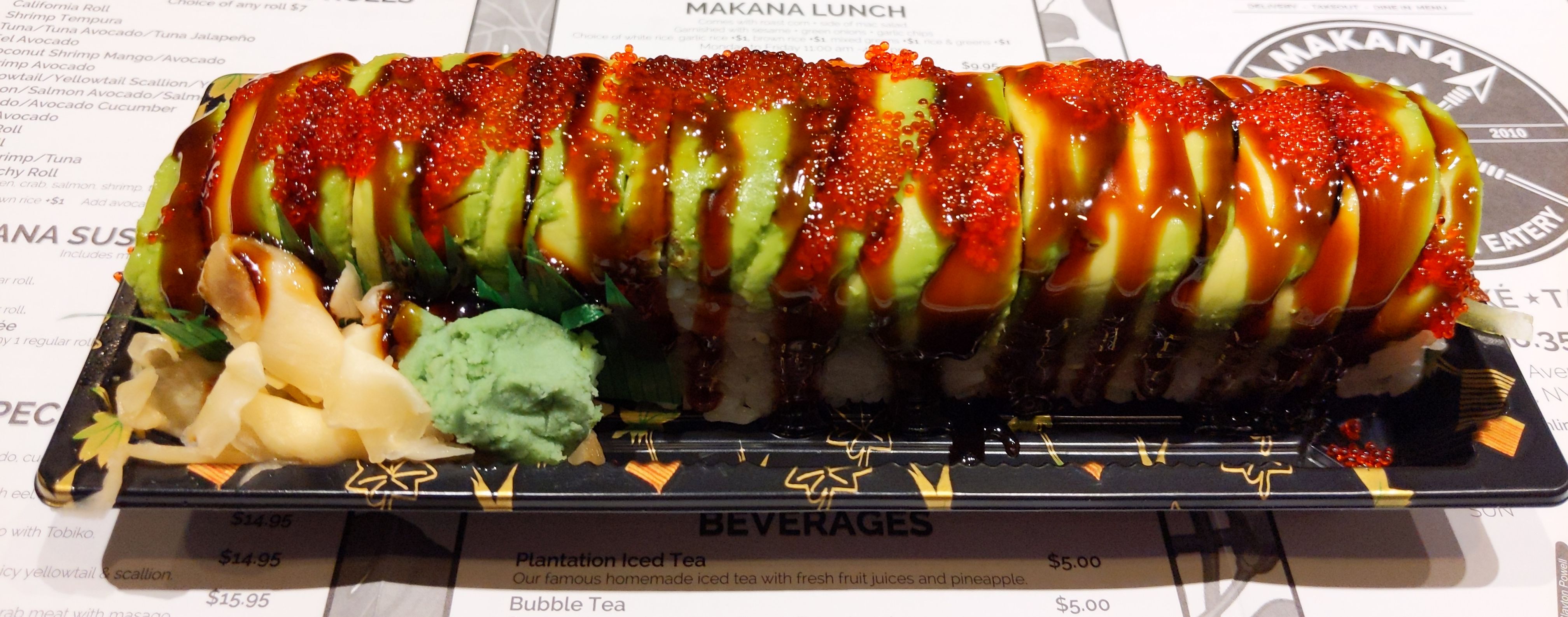 Order Dragon Roll food online from Makana Hawaiian & Japanese BBQ store, New York on bringmethat.com