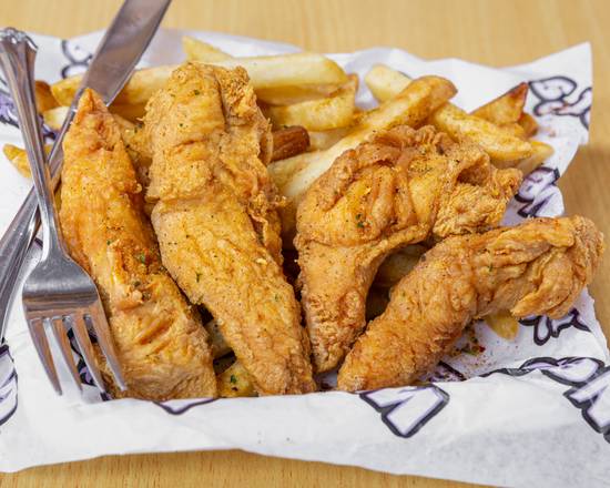 Order Chicken Tenders w/ Fries (3 Pieces) food online from We Dat'S Chicken And Shrimp store, Monroe on bringmethat.com