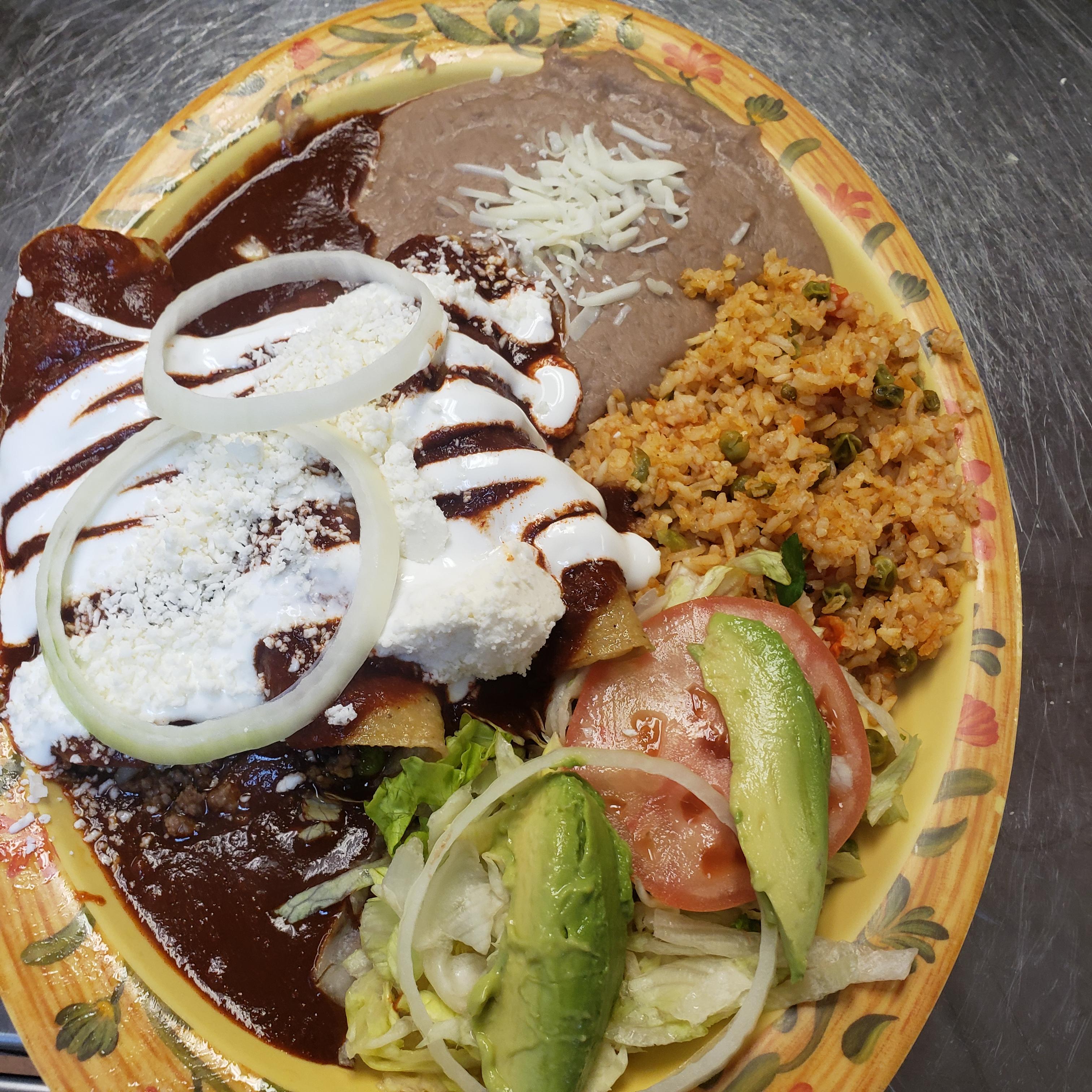 Order Red Enchiladas food online from Tony Tacos Downtown store, Bloomington on bringmethat.com