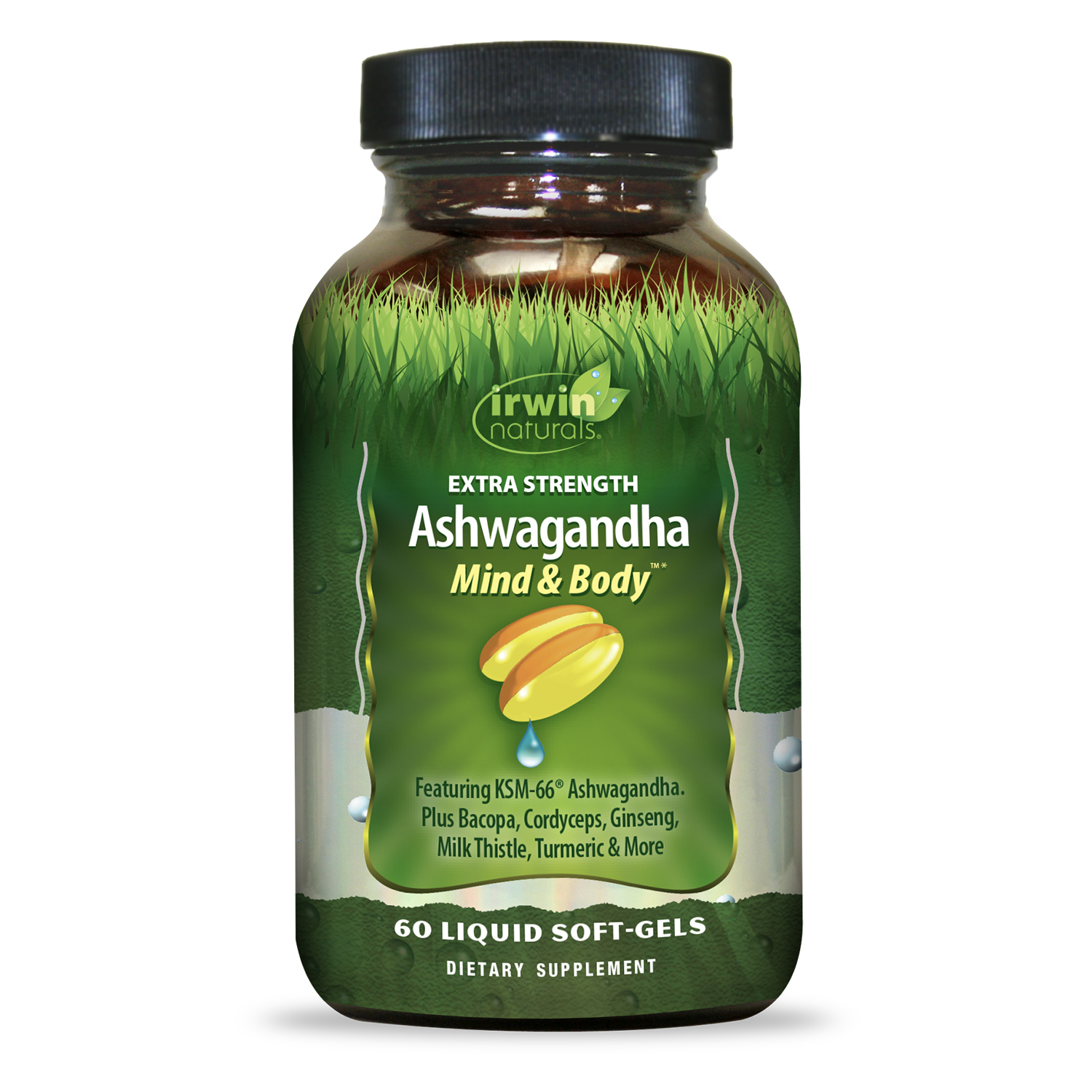 Order Irwin Naturals Dietary Supplement Softgels, Ashwagandha Extra - 60 ct food online from Bartell store, Edmonds on bringmethat.com