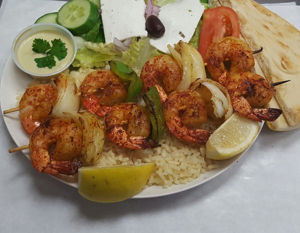 Order 11. Shrimp Plate food online from The Greek Cafe store, San Diego on bringmethat.com