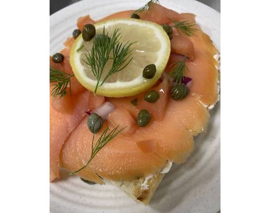 Order Smoked Salmon on Ciabatta Bread food online from L'Artisan Cafe &amp; Bakery store, Providence on bringmethat.com