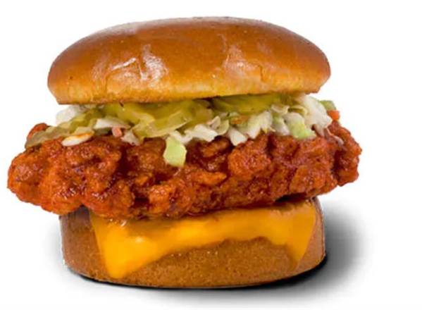 Order Hot Chicken Tender Sandwich with Cheese food online from Trailer Birds Hot Chicken store, St. Cloud on bringmethat.com