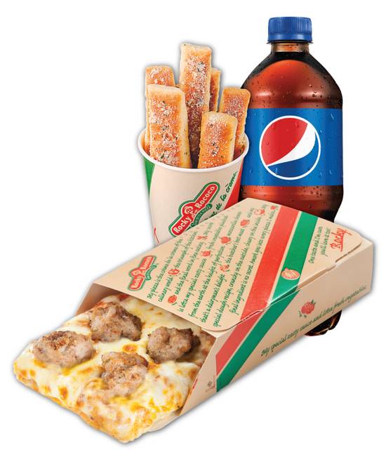 Order Regular Slice, Breadstick and Drink Combo food online from Rocky Rococo store, Greendale on bringmethat.com