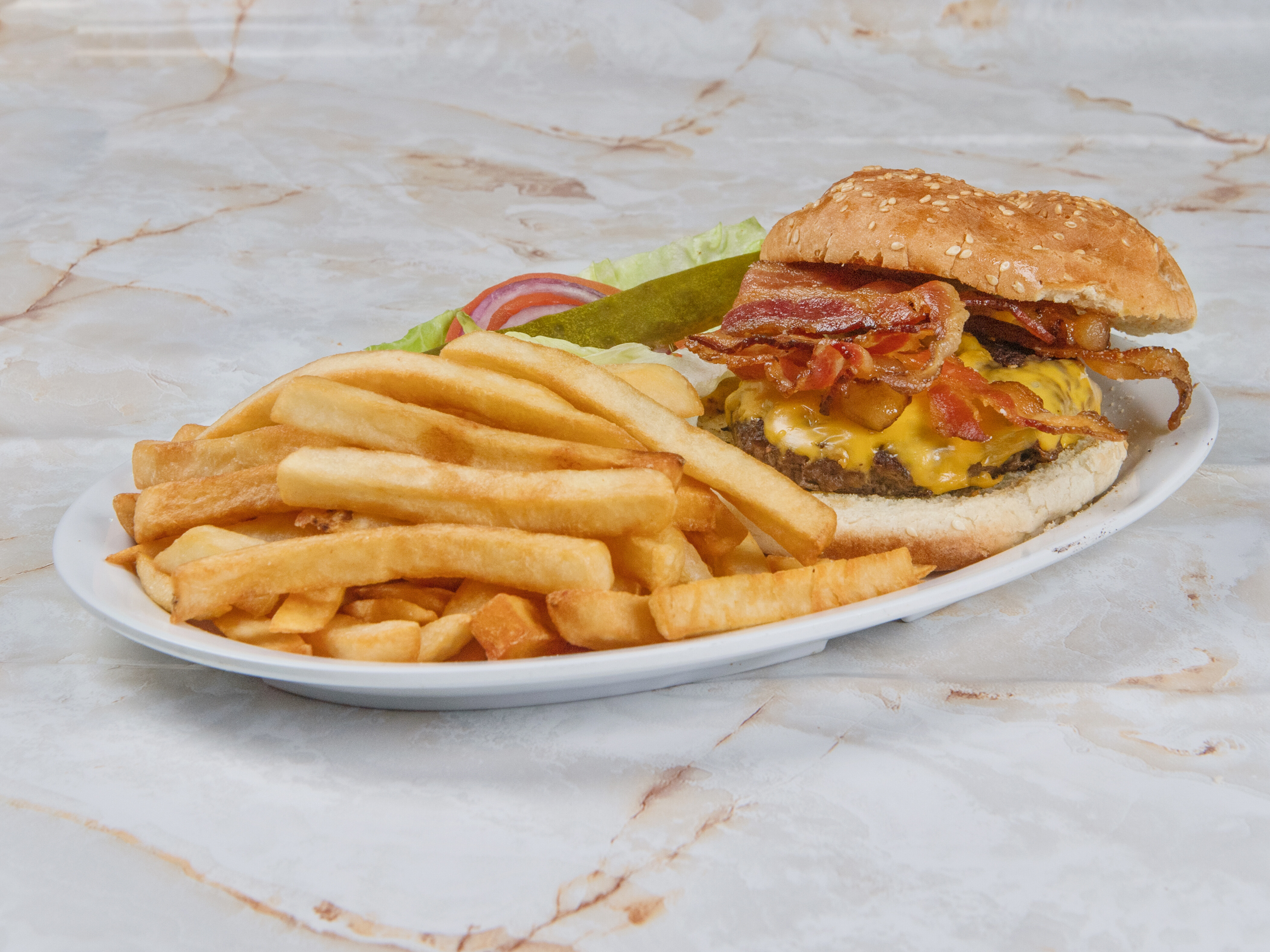 Order Bacon Cheeseburger food online from Tulcingo Cafe & Deli store, Bronx on bringmethat.com