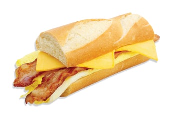 Order 81. Bacon, Egg & Cheese Baguette food online from Lee Sandwiches store, Gardena on bringmethat.com