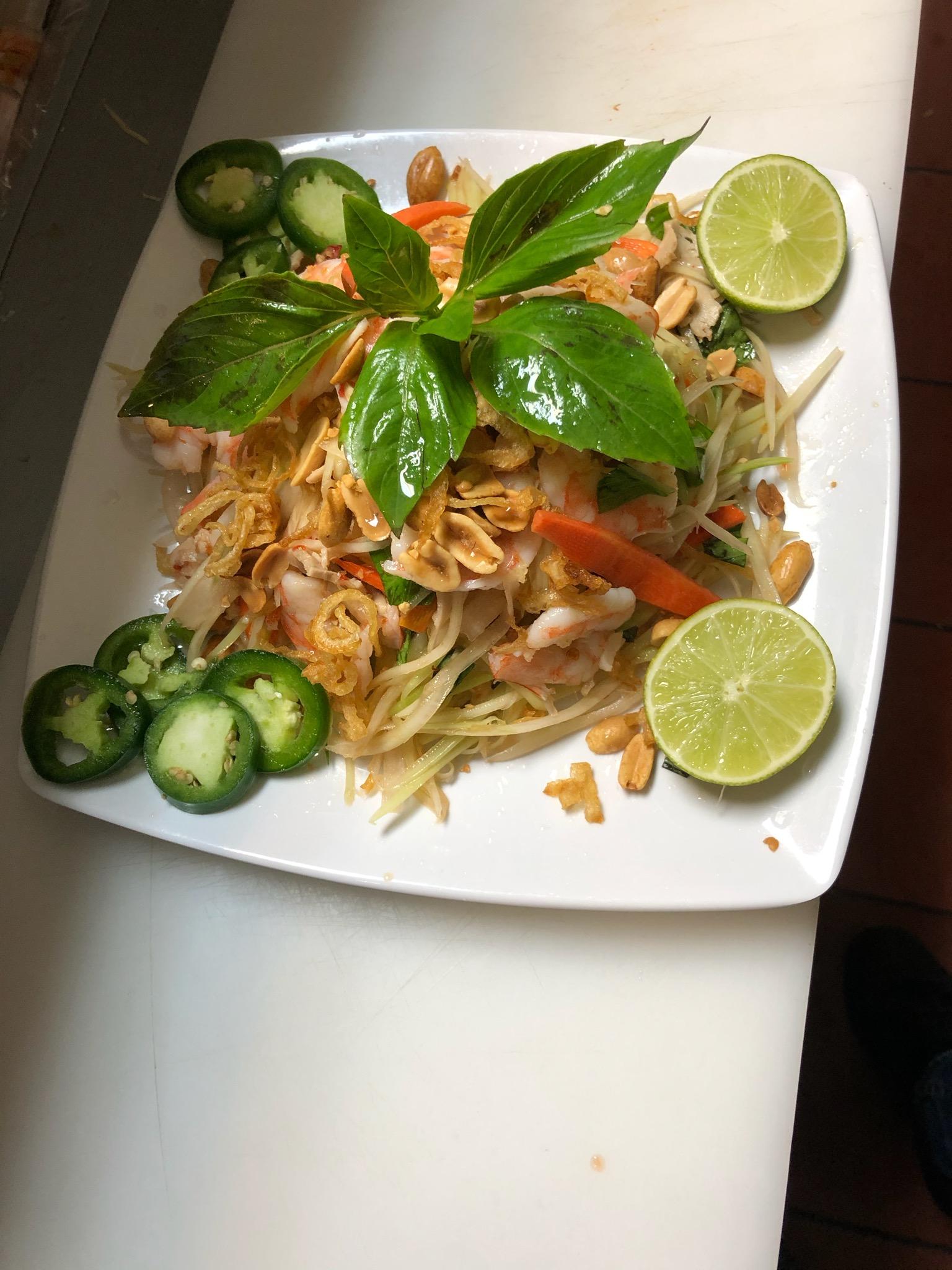 Order Papaya Salad with Shrimp and Pork food online from V-Nam Pho store, Surprise on bringmethat.com