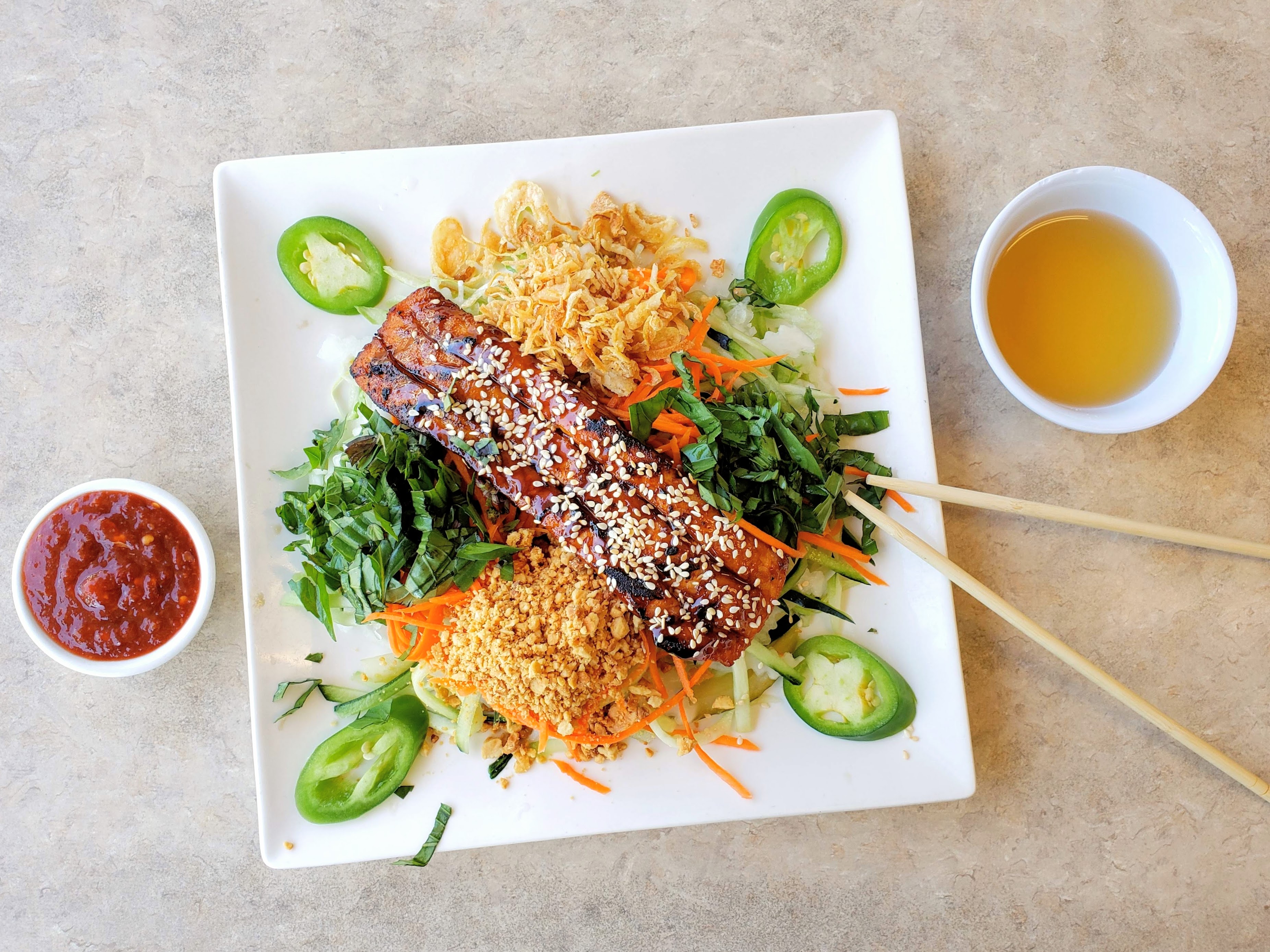 Order Goi Ca Hoi Nuong food online from Pho An Hoa store, San Leandro on bringmethat.com
