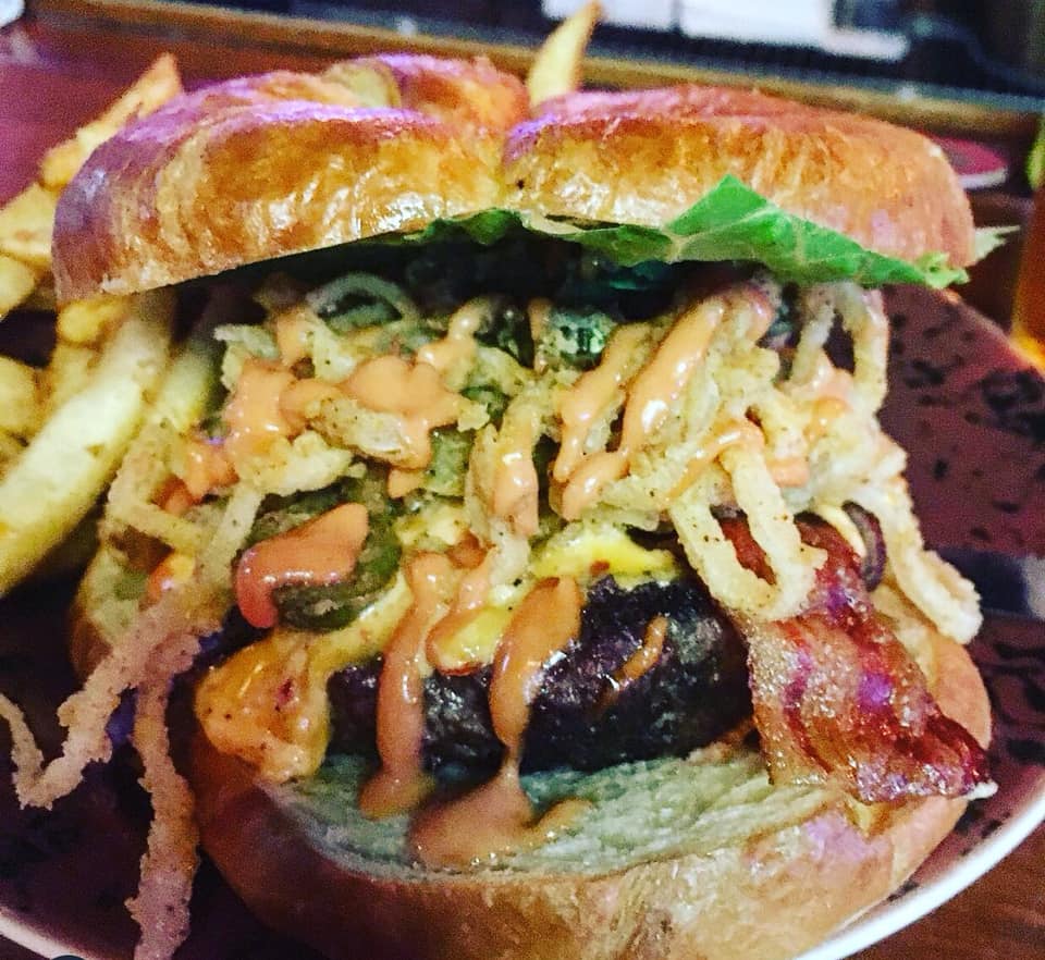 Order Awesome Burger and Choice of Appetizers food online from Black Bear Tavern store, Atlanta on bringmethat.com
