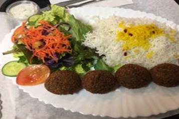 Order Falafel Plate with Rice, Hummus and Salad food online from Healthy Grill store, Escondido on bringmethat.com
