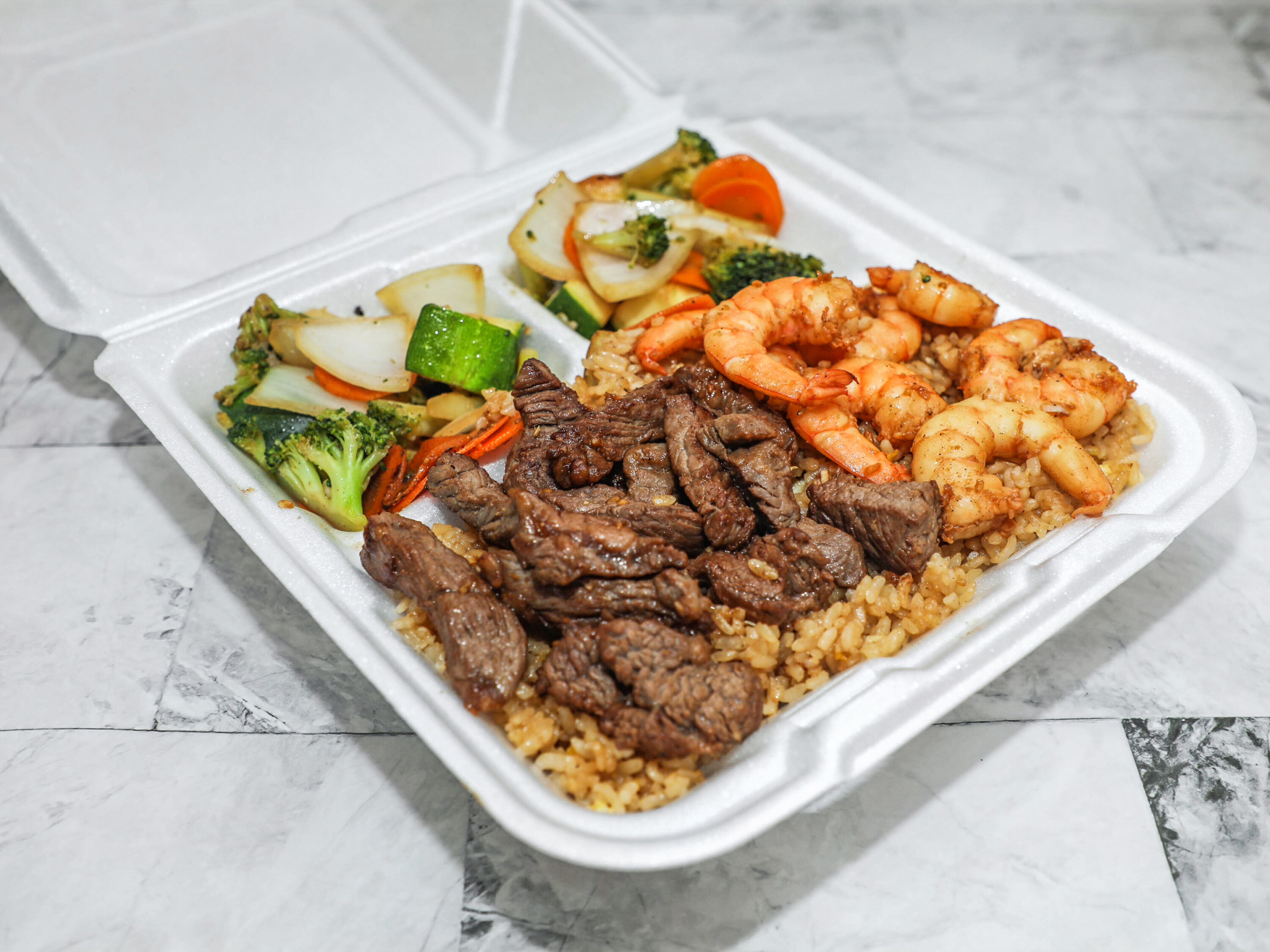 Order Steak and Shrimp Hibachi Combo Special food online from Hibachi On The Go store, Lake Park on bringmethat.com