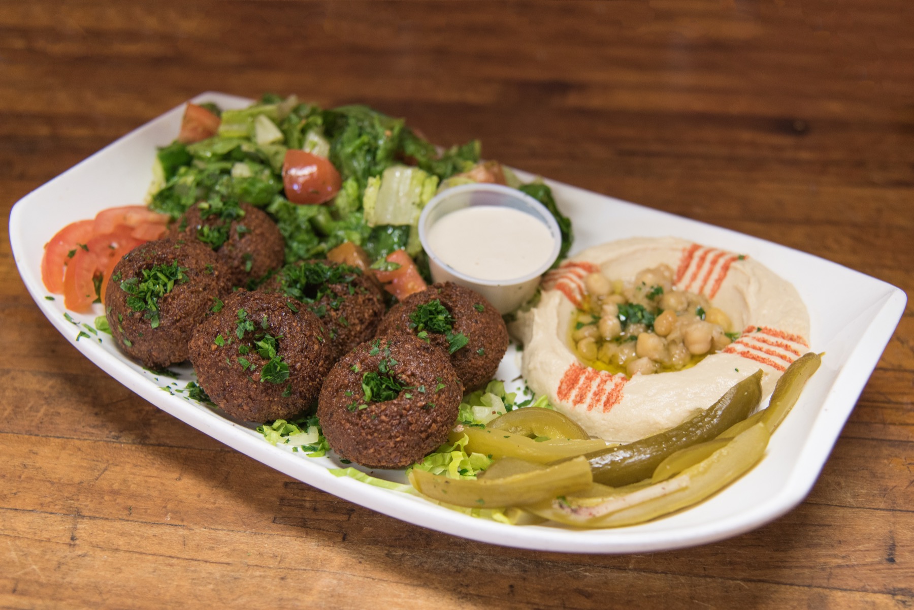 Order Falafel Plate food online from Little Arabia Lebanese Bakery & Cuisine store, Anaheim on bringmethat.com