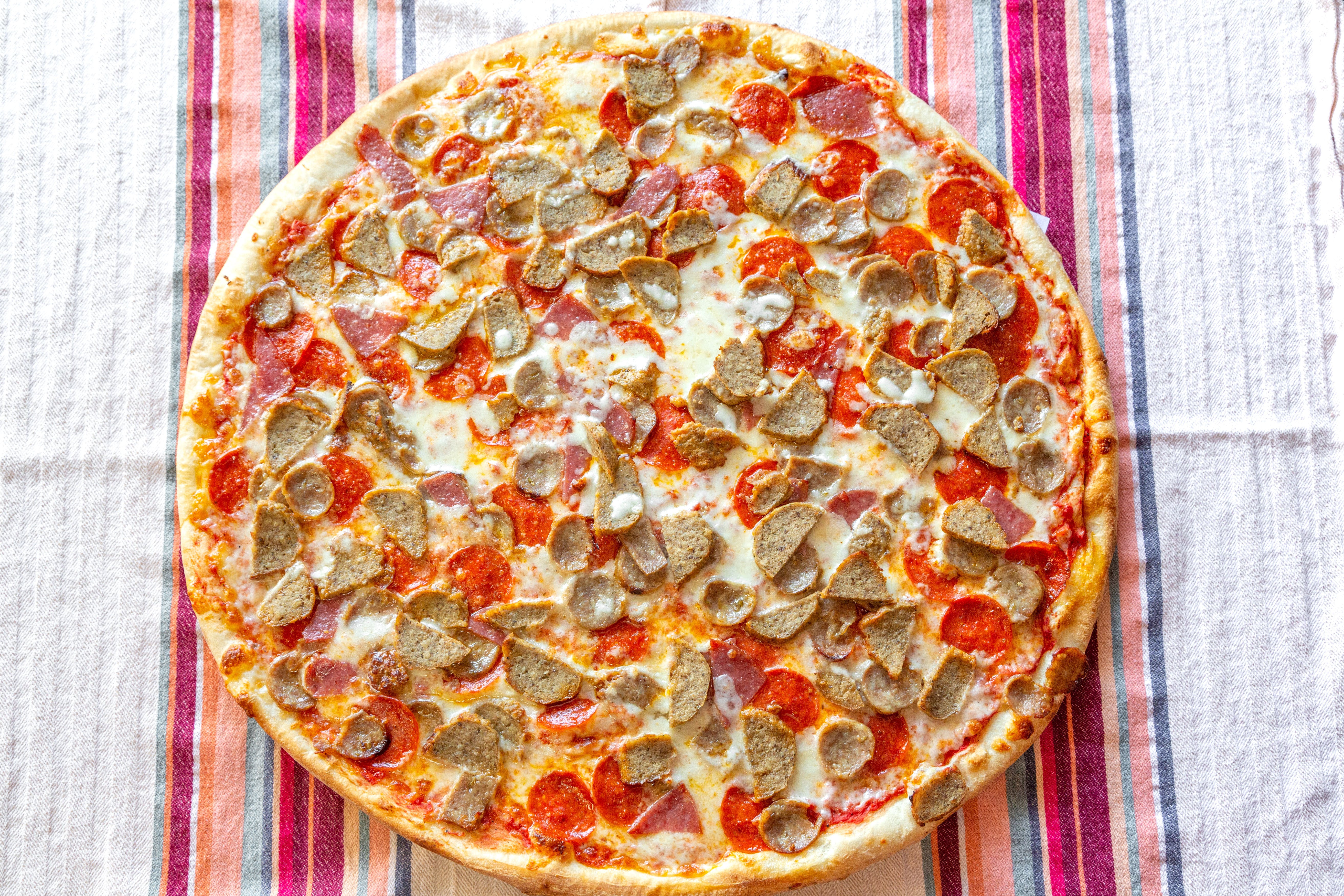 Order Meat Pizza - Small 12'' food online from Brooklyn Pizza store, Union on bringmethat.com