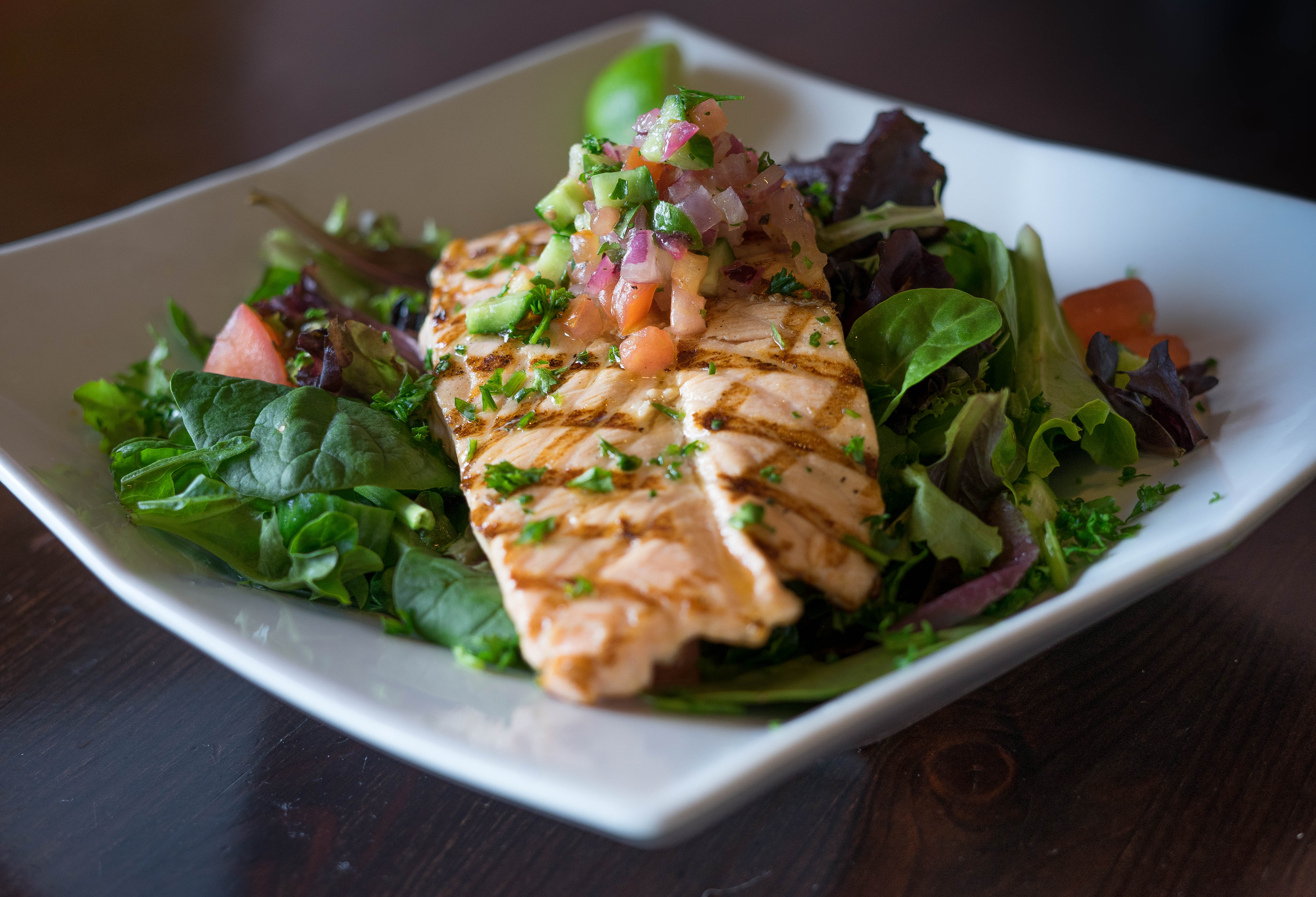 Order Grilled Salmon Salad food online from Off The Boat Fish Grill store, Tustin on bringmethat.com