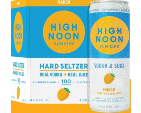 Order High Noon, Mango Hard Seltzer Real Vodka · 12 oz can × 24 (Units of 4) food online from House Of Wine store, New Rochelle on bringmethat.com