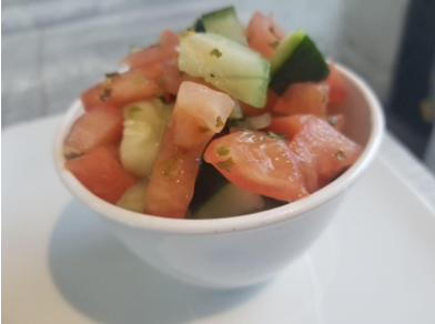 Order Cucumber and Tomato Salad food online from Bagel Boss store, New York on bringmethat.com