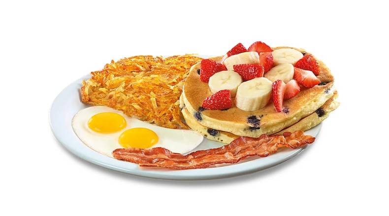 Order Double Berry Pancake Breakfast food online from The Burger Den store, New Caney on bringmethat.com