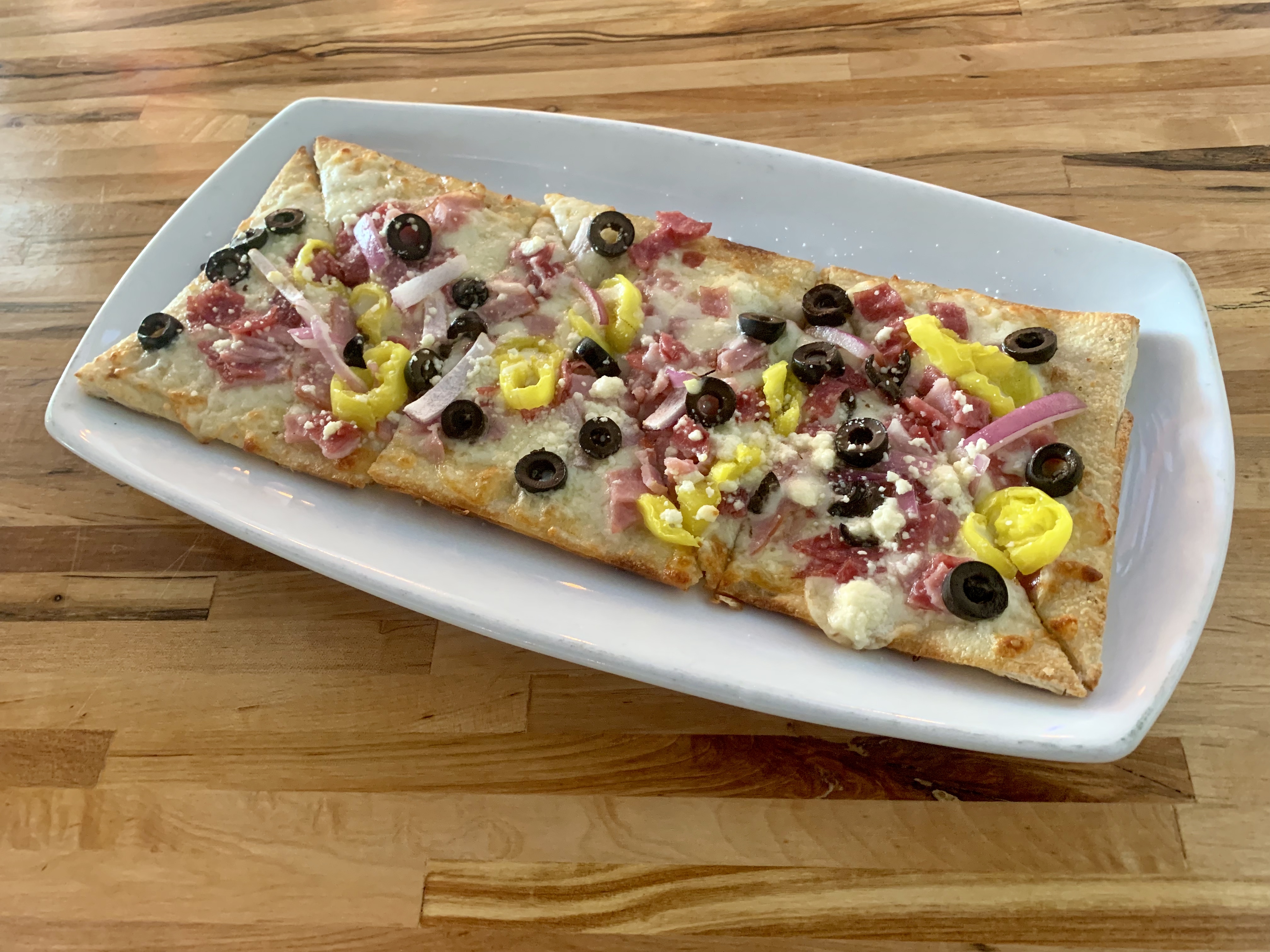Order Mediterranean Flatbread food online from Johnny's New York Style Pizza store, Roswell on bringmethat.com