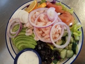 Order Shrimp Salad food online from Red Apple Café store, Aptos on bringmethat.com