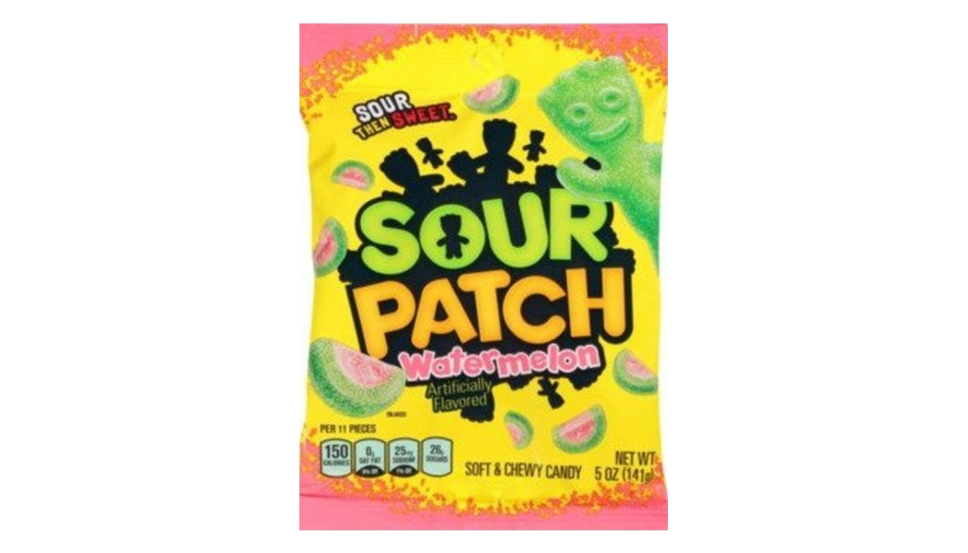 Order Sour Patch Soft & Chewy Candy Sour then Sweet Watermelon 5 oz Bag food online from Orcutt Liquor & Deli store, Orcutt on bringmethat.com