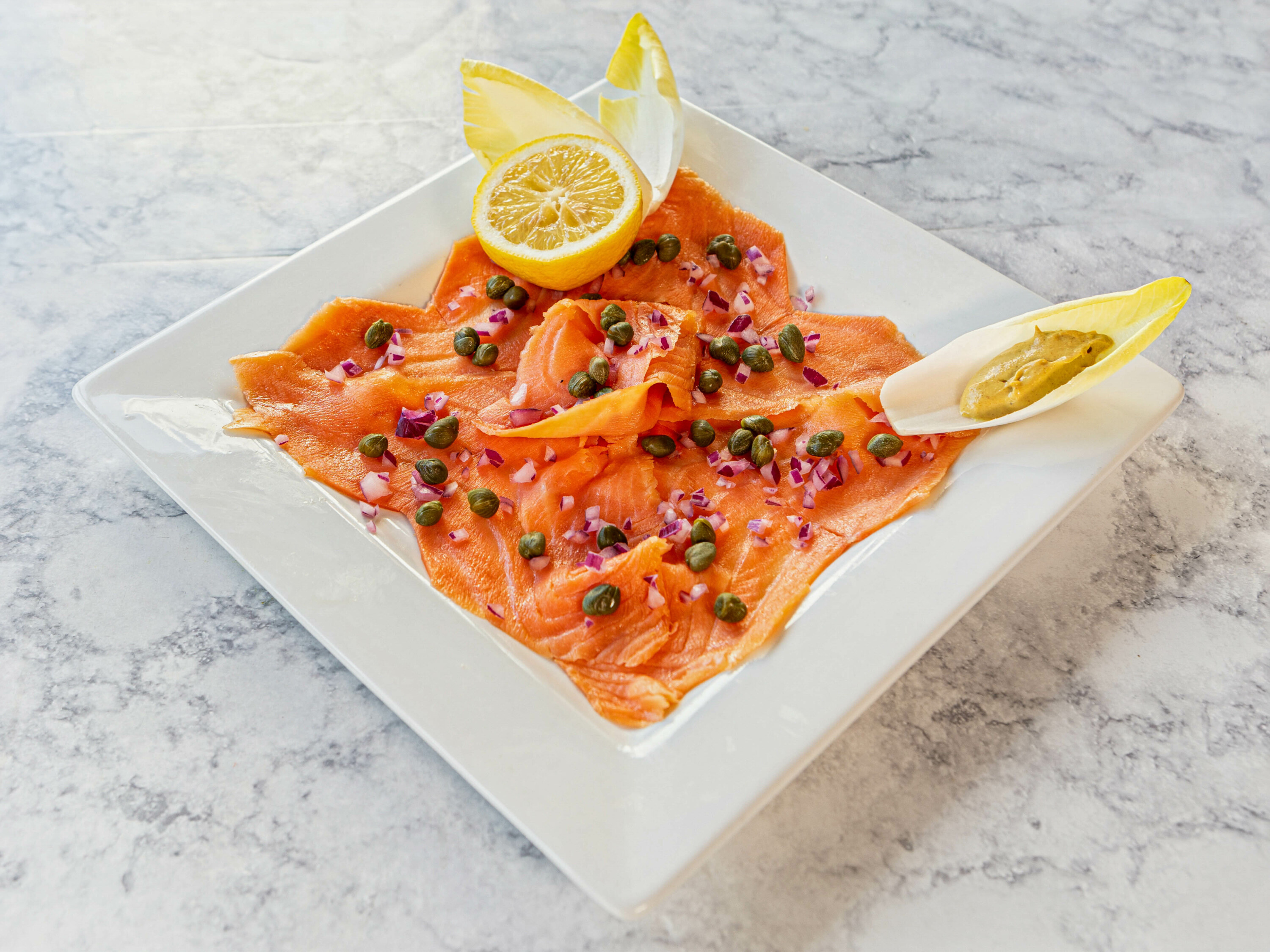 Order Smoked Salmon Carpaccio food online from Stoney Point Bar & Grill store, Pasadena on bringmethat.com