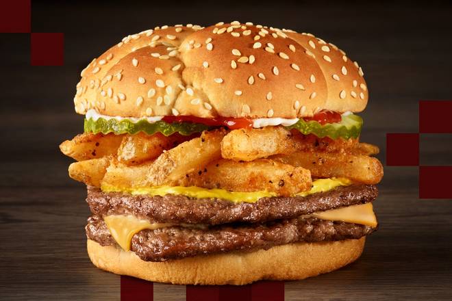 Order Double Fry Lover's Burger food online from Rally's store, Terre Haute on bringmethat.com