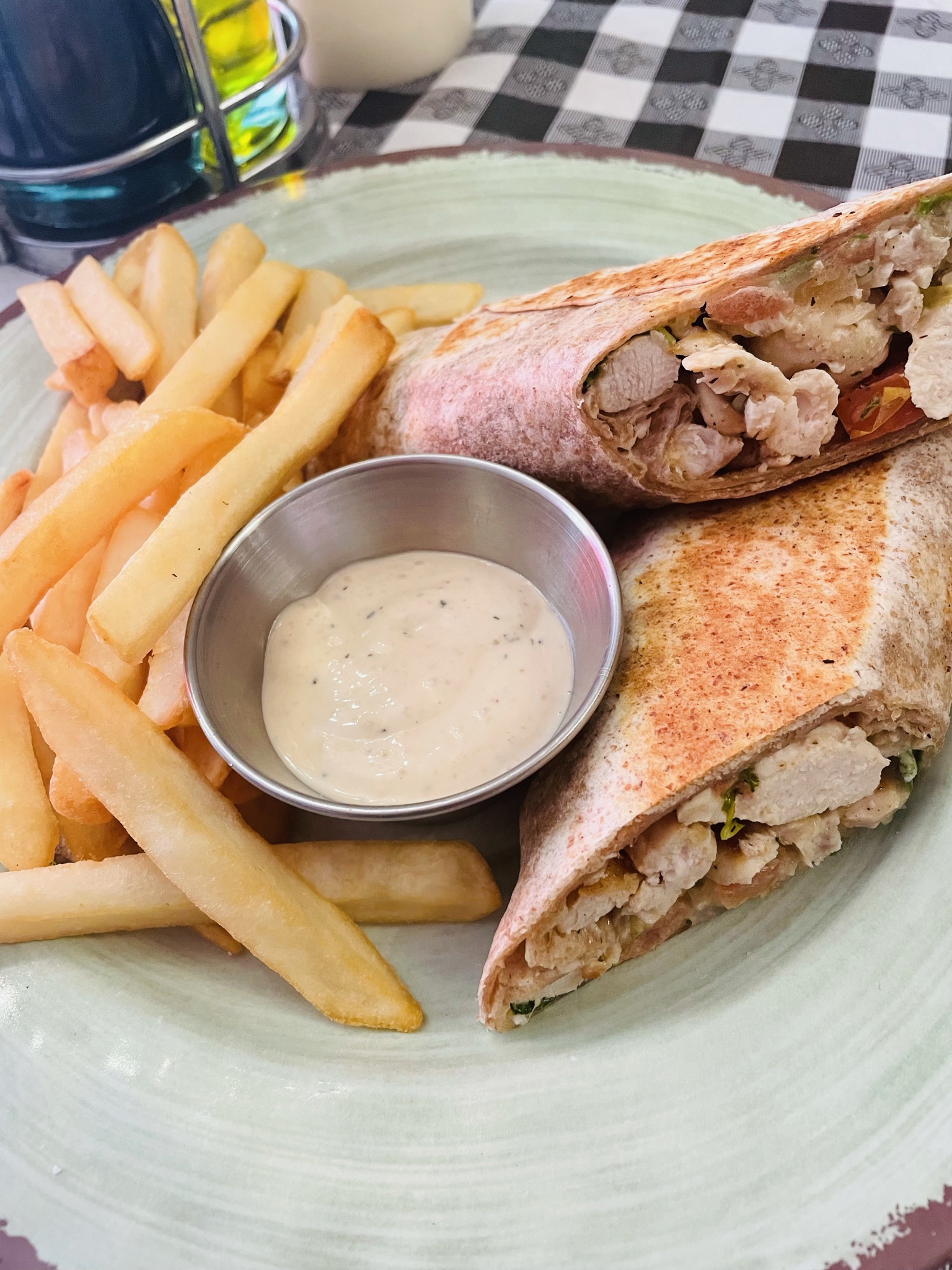 Order Chicken Caesar Wrap W/ French fries food online from Good health cafe store, New York on bringmethat.com