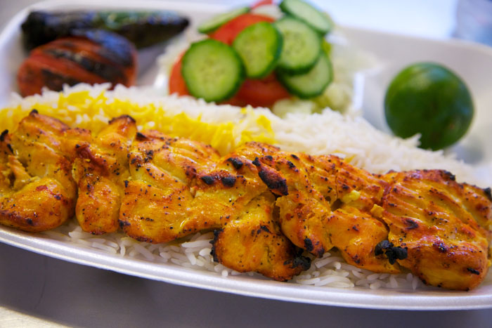 Order 5. Chicken Boneless Breast Kabob food online from Kabab and More store, Los Angeles on bringmethat.com