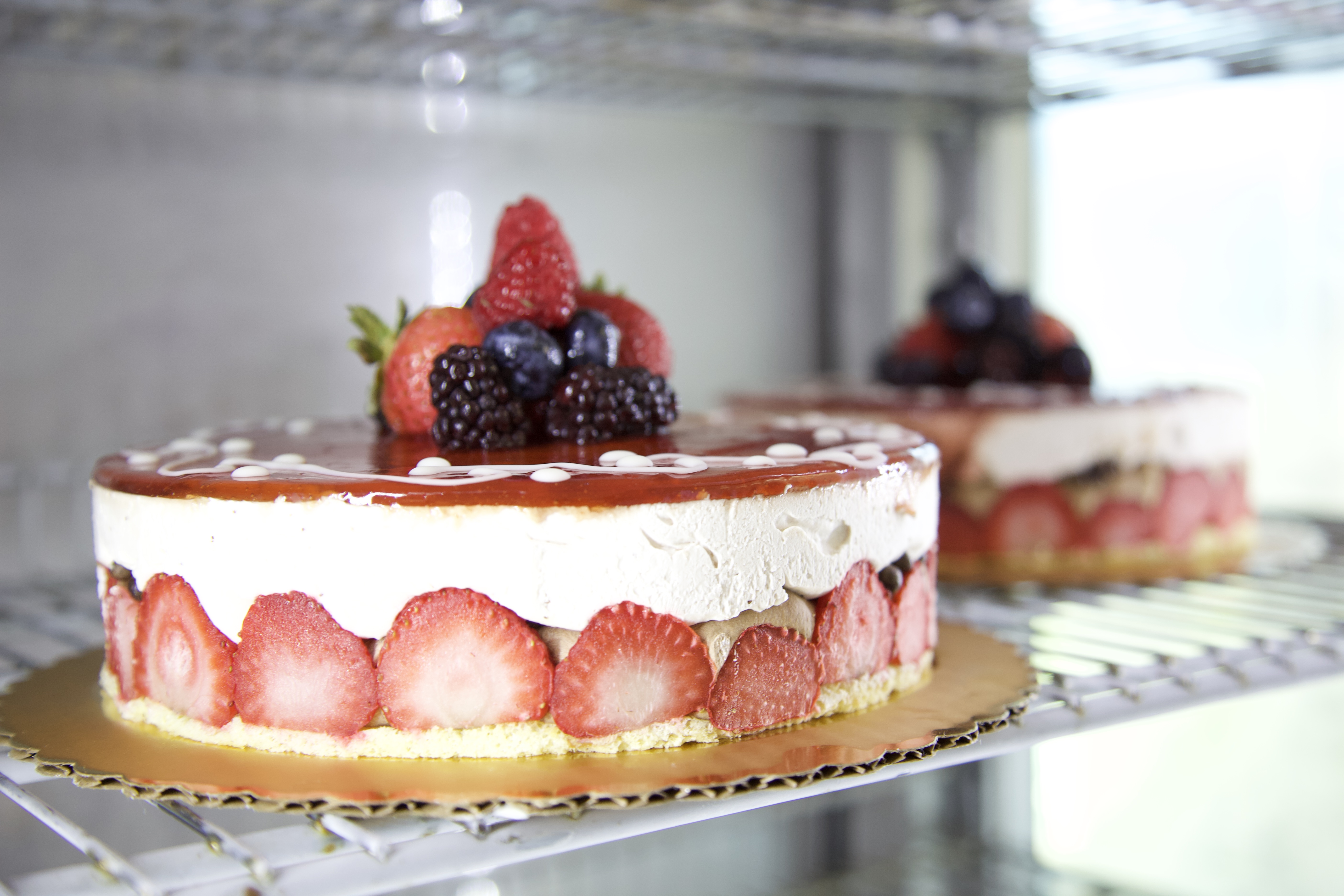 Order Strawberry Mousse Cake 8" food online from Mattarello Bakery & Cafe store, Montclair on bringmethat.com
