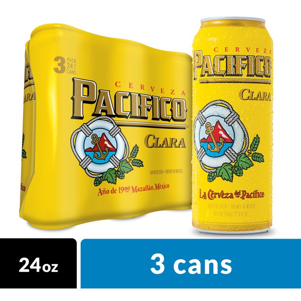 Order Pacifico Clara Mexican Lager Beer, 3 Pack 24 oz. Cans food online from Sb Liquor & Crafts store, Santa Barbara on bringmethat.com