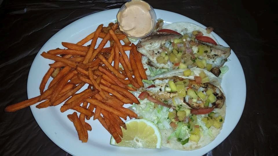 Order Fish Tacos food online from Output Lounge & Sports Bar store, Chicago on bringmethat.com