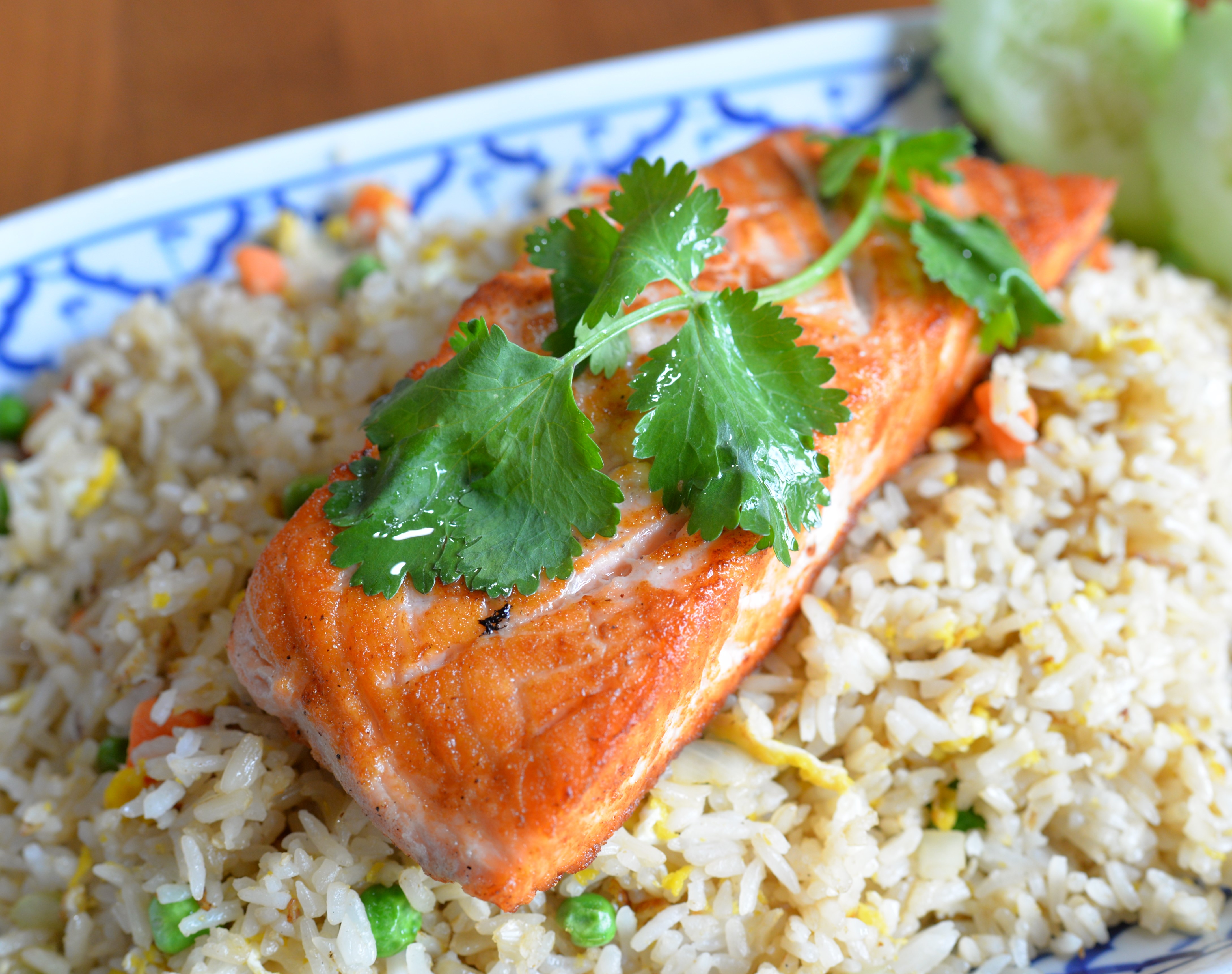 Order R9. Salmon Fried Rice  food online from Thai Chili Restaurant store, Kent on bringmethat.com
