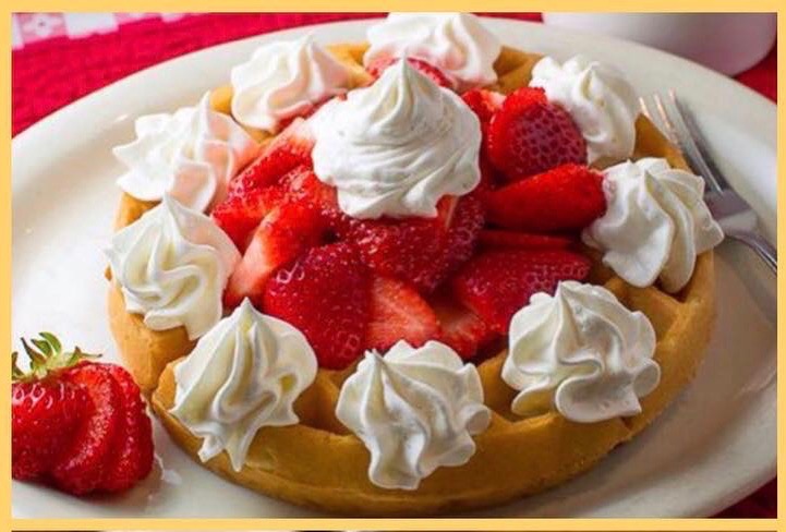 Order Waffle with Strawberries & Whipped Cream food online from Mama Daughters' Diner store, Plano on bringmethat.com