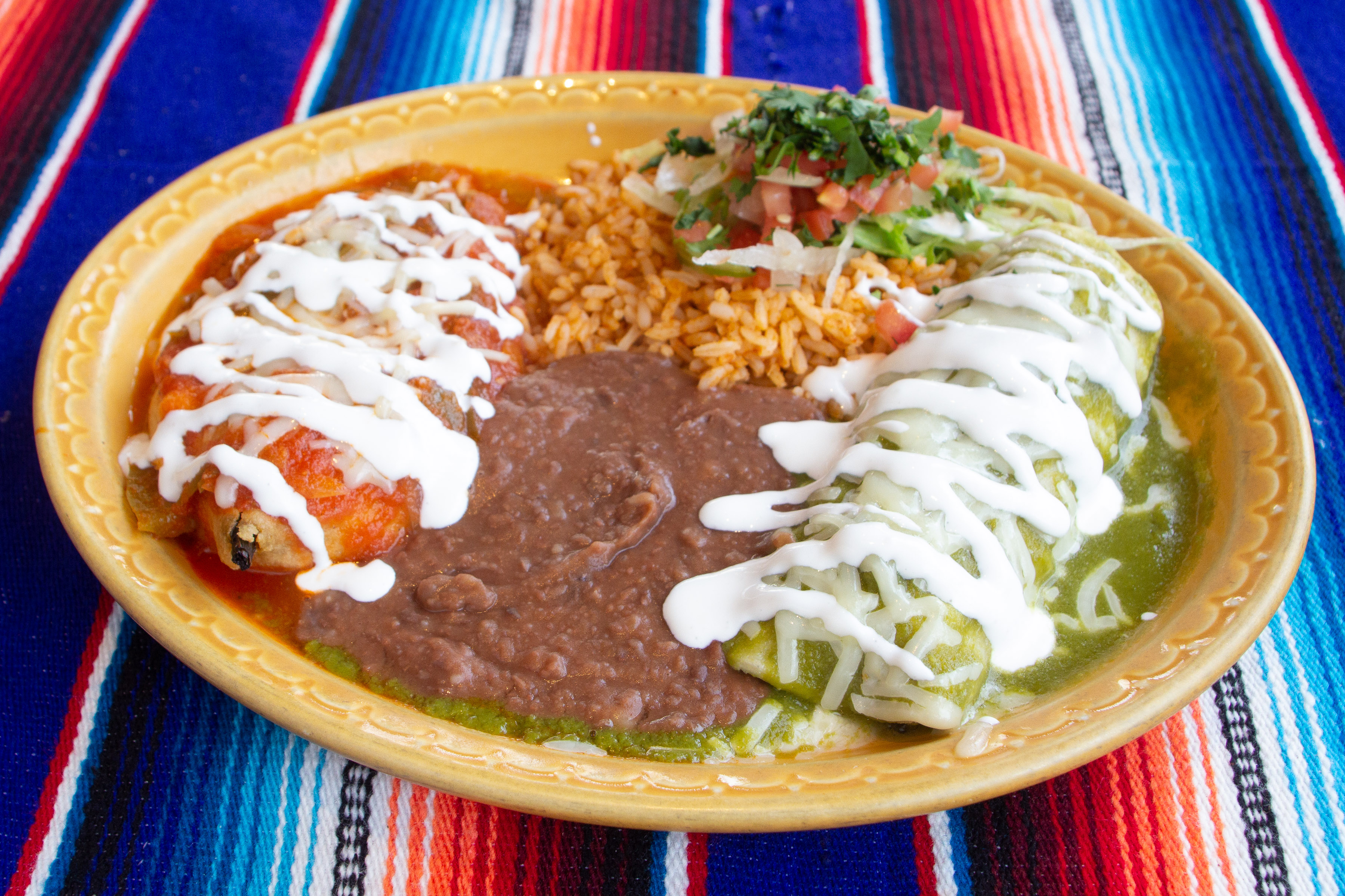 Order Enchilada and Chile Relleno Combo Plate food online from Aztec Willies store, Portland on bringmethat.com