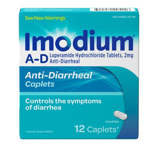 Order Imodium A-D Anti-Diarrheal Caplets Loperamide Hydrochloride (12 ct) food online from Rite Aid store, Mount Vernon on bringmethat.com