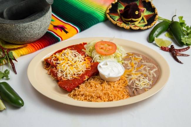 Order Enchiladas Plate food online from Tacos N More Mexican Grill store, Chandler on bringmethat.com