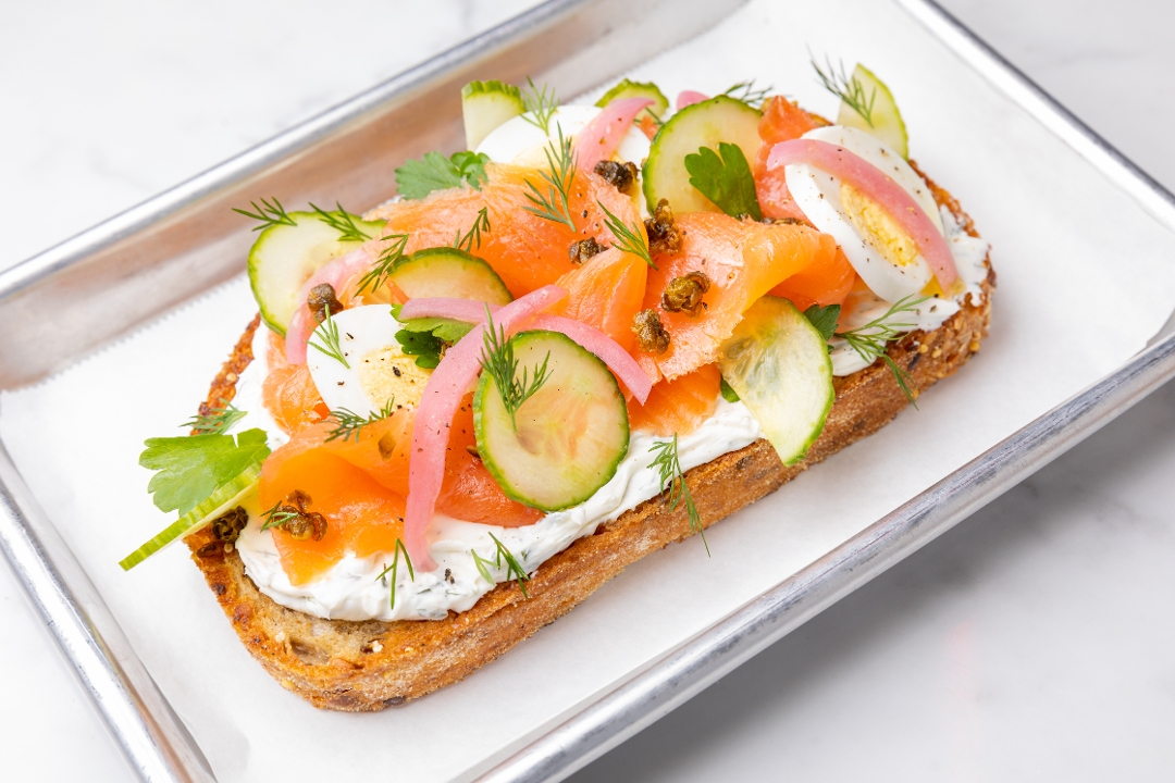 Order Smoked Salmon Droptop food online from Hilltop Coffee + Kitchen store, Los Angeles on bringmethat.com