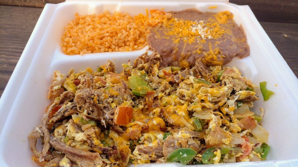 Order Machaca Plate food online from El Gordo Mexican Food store, San Diego on bringmethat.com