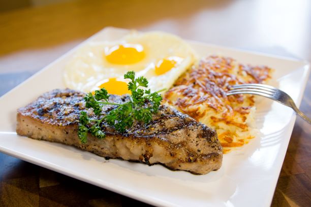 Order 8 oz. New York Steak and Eggs food online from Franco Flapjack Breakfast Family Restaurant store, Alpine on bringmethat.com