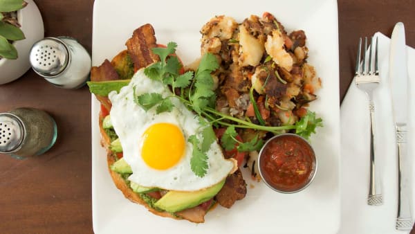 Order Bacon & Avocado Toast food online from Naked Cafe store, Carlsbad on bringmethat.com