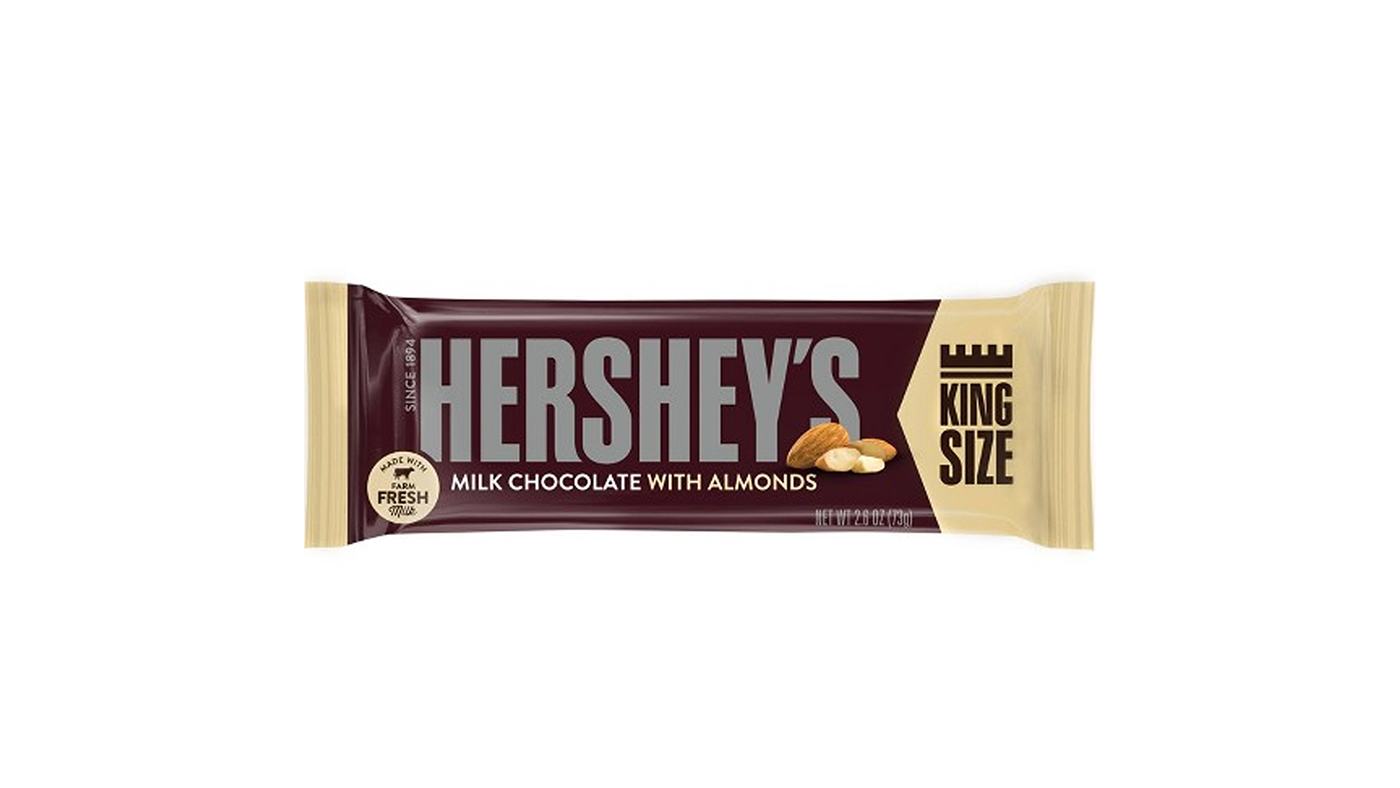 Order Hershey's Milk Chocolate With Almonds King Size 3oz food online from Extramile store, San Bernardino on bringmethat.com