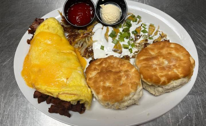 Order Bacon Omelet - OO food online from Biscuits Cafe store, Glendale on bringmethat.com