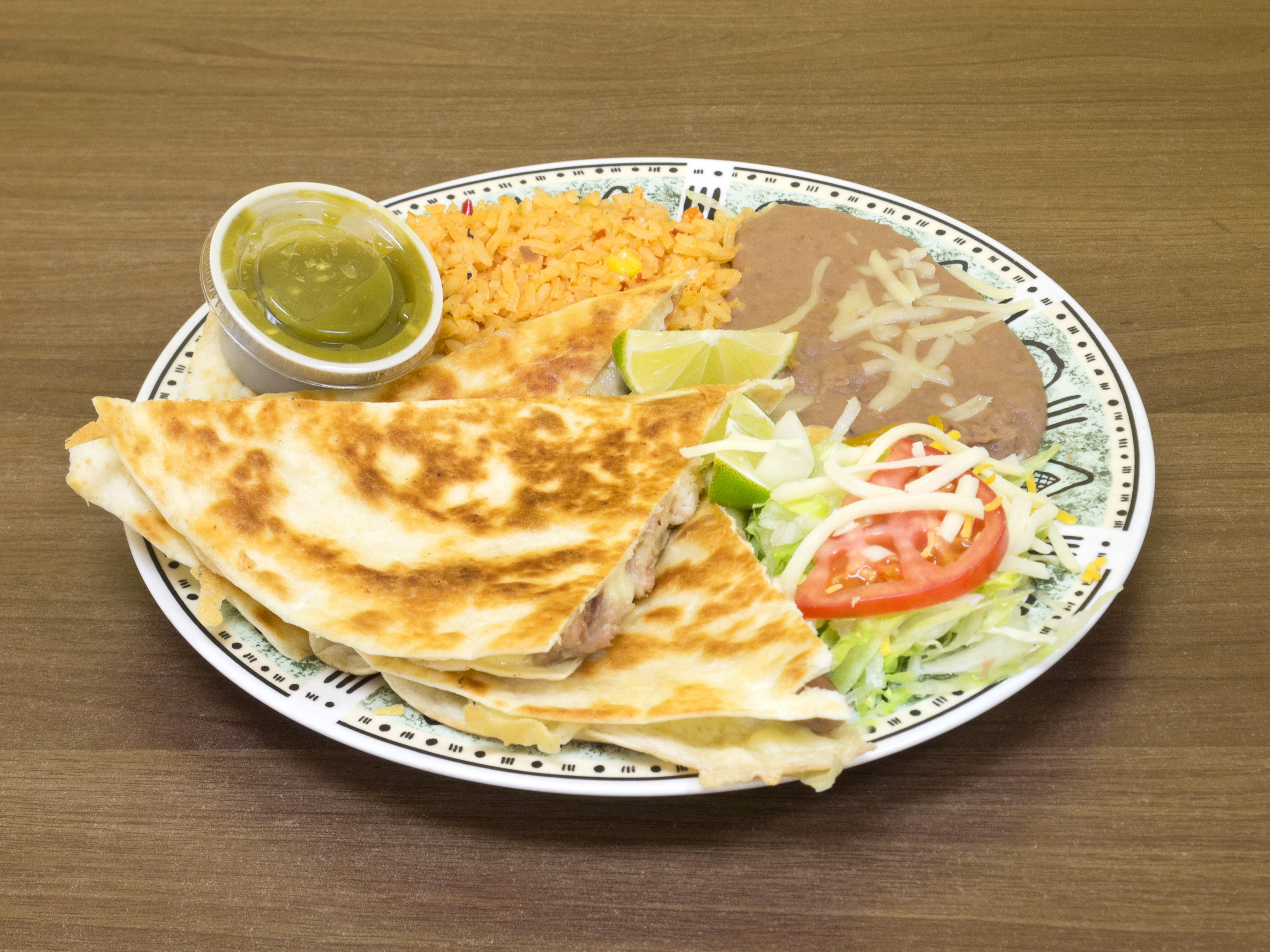 Order 4. Quesadilla Platter Combo food online from Tacos Y Mas store, Richardson on bringmethat.com