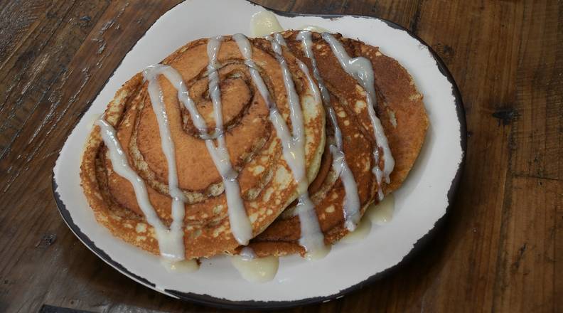 Order Cinnamon Swirl Pancakes food online from Egg Harbor Cafe store, Naperville on bringmethat.com