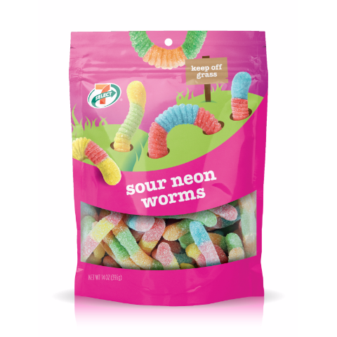Order 7-Select Sour Neon Worm Gusset 14oz food online from 7-Eleven store, Liberty on bringmethat.com
