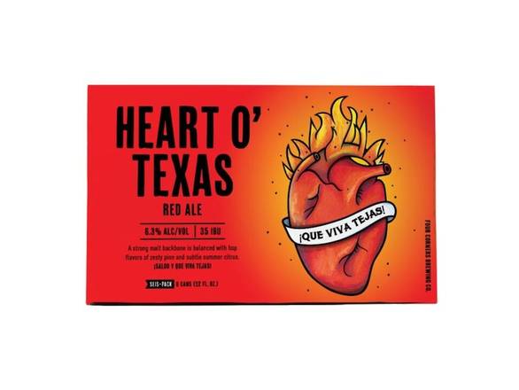 Order Four Corners Heart O Texas Red Ale Craft Beer - 6x 12oz Cans food online from Bear Creek Spirits & Wine store, Colleyville on bringmethat.com