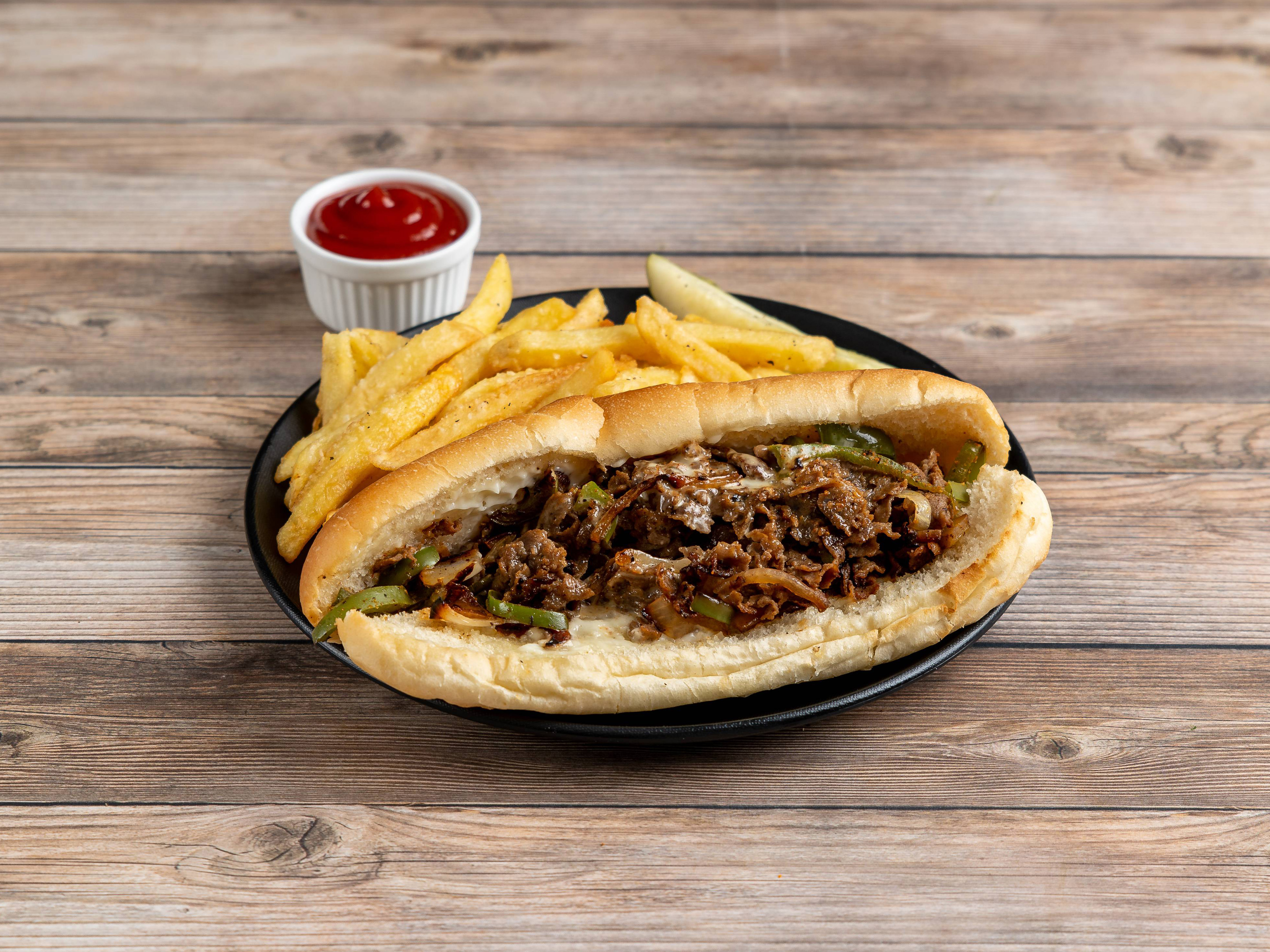 Order 8" Philly Steak Sub food online from Gus's New York Pizza store, Yorktown on bringmethat.com