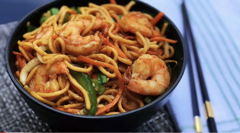 Order 45. Shrimp Lo Mein（L） food online from New China Express store, Newport News on bringmethat.com
