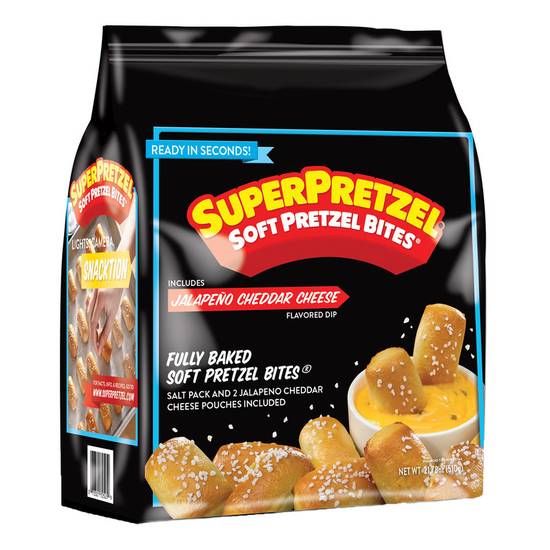 Order SuperPretzel Frozen Soft Pretzel Bites with Jalapeno Cheese Dip 18oz food online from Everyday Needs by Gopuff store, Lansdowne on bringmethat.com