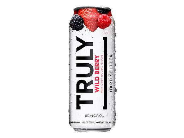 Order TRULY Hard Seltzer Wild Berry, Spiked & Sparkling Water - 24oz Can food online from Liquor & Tobacco store, Batavia on bringmethat.com